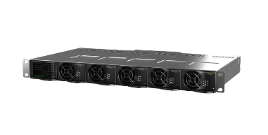 Delta Flatpack S1U rectifier power shelf front view with six cooling fans and status LEDs