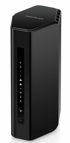 NETGEAR Nighthawk RS300 tri-band Wi-Fi 7 router in black for high-speed wireless networking