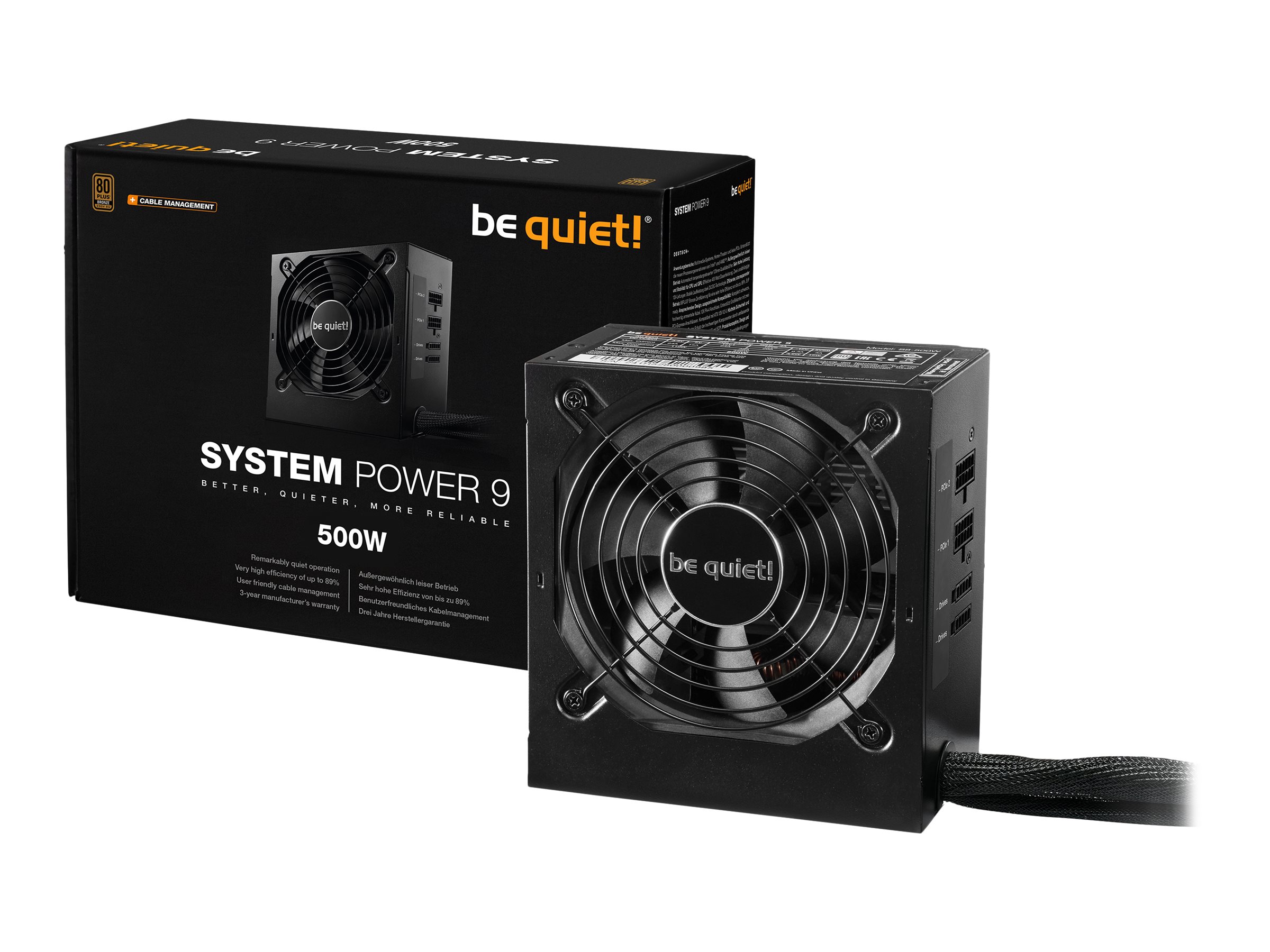 be quiet! System Power 9, 500W CM, 200 - 240 V, 50 Hz, 4 A, Power Supply