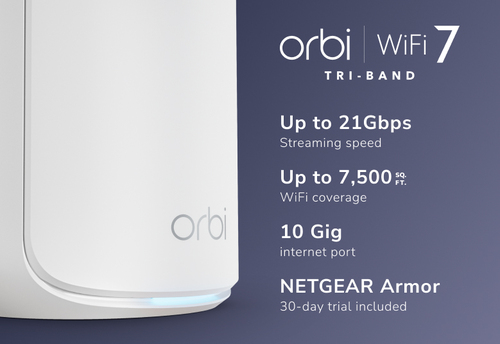 NETGEAR Orbi 870 Wi-Fi 7 Tri-Band Mesh Router System White