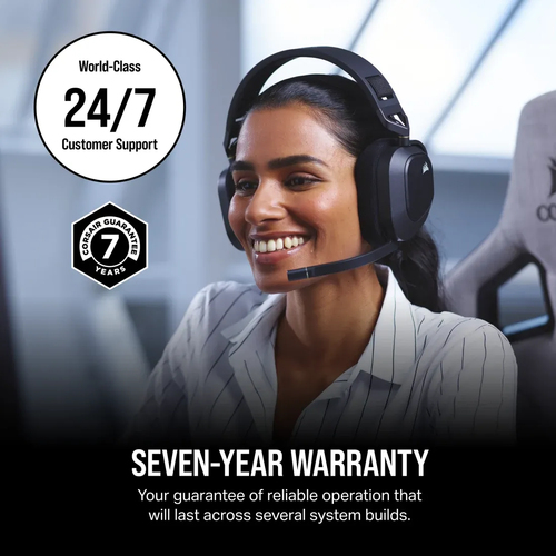 Corsair RM1200e 7-year warranty and 24/7 support graphic