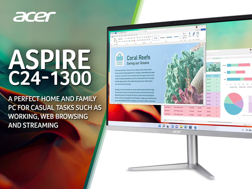 Acer Aspire C24-1300, 23.8", AMD Ryzen™ 5, 8 GB, 512 GB, Windows 11