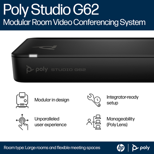 HP Poly Studio G62 Video Conferencing System 4K Ultra HD, 30 fps, Black