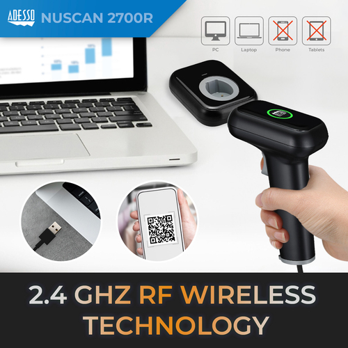Adesso NuScan 2700R 1D/2D 640x480 pixels Handheld Barcode Scanner