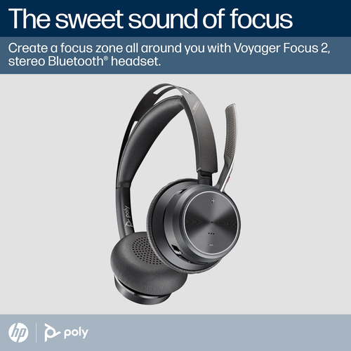 POLY Voyager (9T9J6AA#AC3) Focus 2 USB-C/A, Wireless, Headset/Headphones, Black