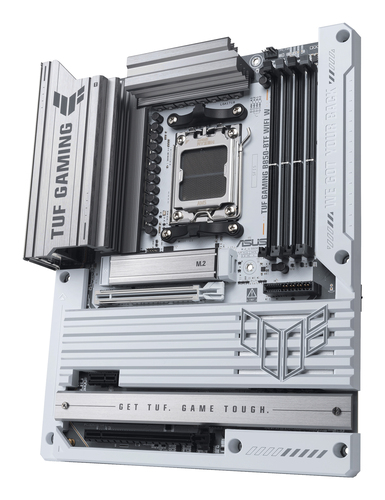 TUF GAMING B850-BTF WIFI W rear I/O ports with USB-C, HDMI, Ethernet, and Wi-Fi antennas