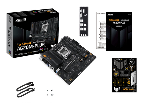 ASUS TUF Gaming A620M-PLUS motherboard installed in PC case