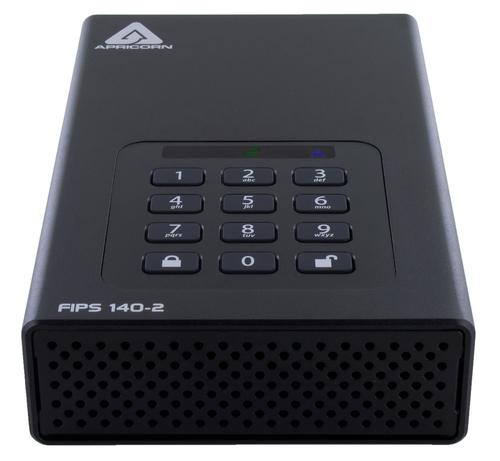 Apricorn Aegis Padlock DT FIPS, 2 TB Password Protected External SSD, Black