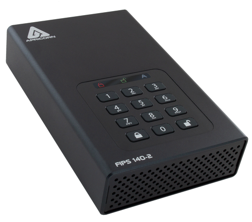 Apricorn Aegis Padlock DT FIPS, 2 TB Password Protected External SSD, Black