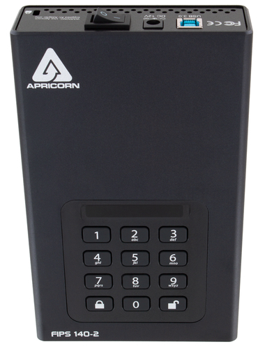 Apricorn Aegis Padlock DT FIPS, 2 TB Password Protected External SSD, Black