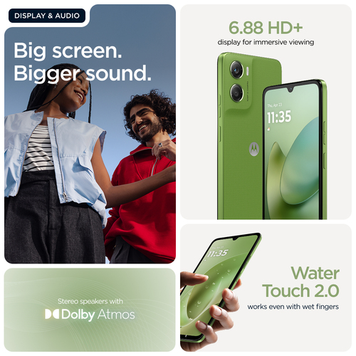 Motorola moto g06 6.88-inch display with Dolby Atmos and Water Touch 2.0