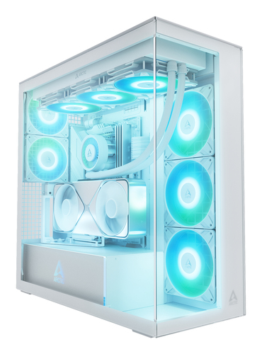 ARCTIC Xtender VG White E ATX Gaming PC Case Midi Tower Tempered Glass Mount GPU