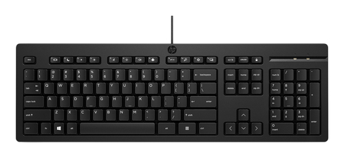HP 125 Wired Keyboard, Full-size (100%), Wired  USB Membrane, Black