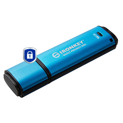Kingston IronKey Vault Privacy 50C, 16GB USB-C AES-256 Encrypted Flash Drive