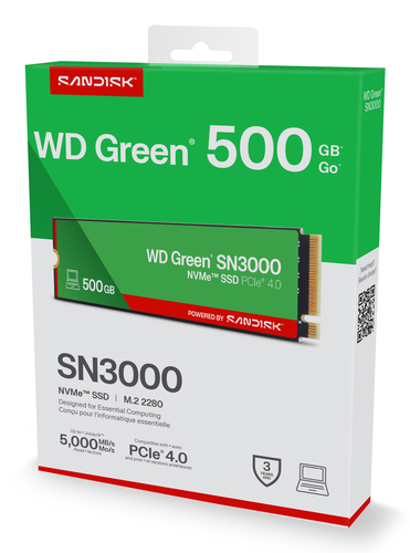 Western Digital Green WD SN3000 POWERED BY SANDISK 500GB PCIe 4.0 M.2 NVMe SSD