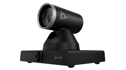 HP Poly Studio E60 4K MPTZ video conference camera front view with 12x optical zoom