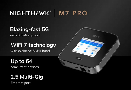 NETGEAR Nighthawk M7 Pro 5G Wi-Fi 7 Mobile Router Black