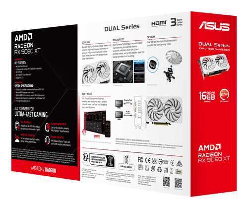 ASUS Dual -RX9060XT-16G-WHITE, Radeon RX 9060 XT 16 GB GDDR6 Graphics Card