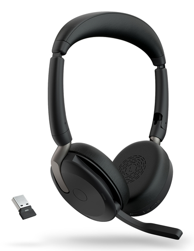 Jabra Evolve2 65 Flex Link380a UC Stereo, Wired & Wireless, 20 - 20000 Hz, Headset/Headphone, Black