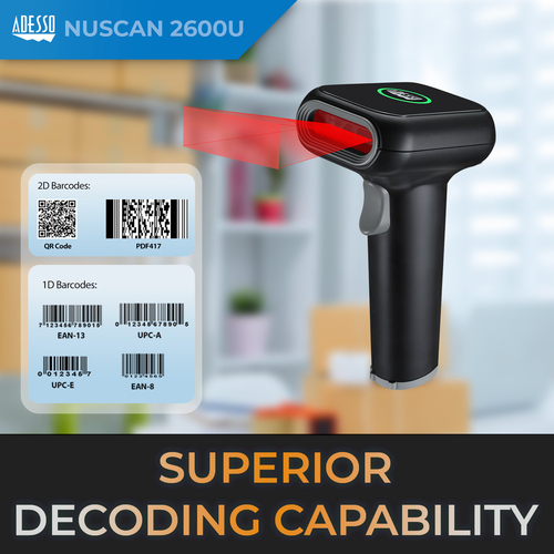 Adesso NuScan 2700R 1D/2D 640x480 pixels Handheld Barcode Scanner