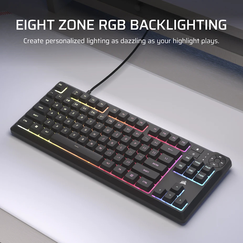 Corsair K55 CORE TKL RGB black QWERTY keyboard with RGB LED lighting