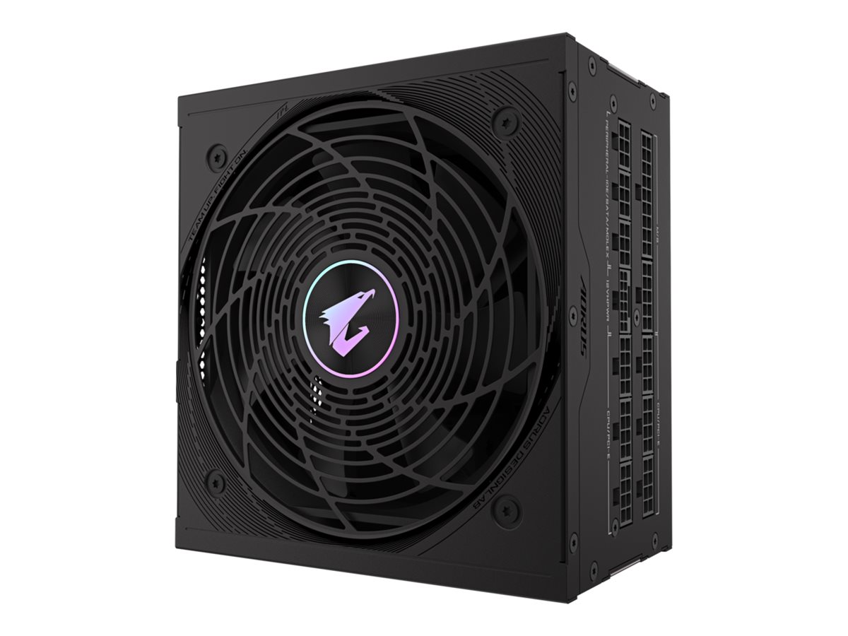 GIGABYTE AORUS ELITE 1000W PSU front fan and side connector ports