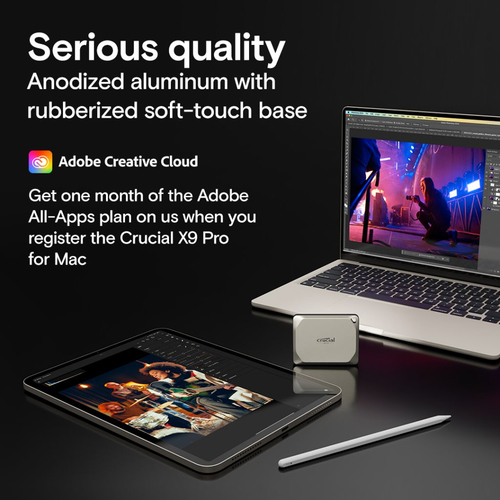 Crucial X9 Pro, 4 TB, USB Type-C, 3.2 Gen 2, 1050 MB/s External SSD