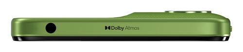 Zebra moto g06 bottom view featuring Dolby Atmos speaker and USB port