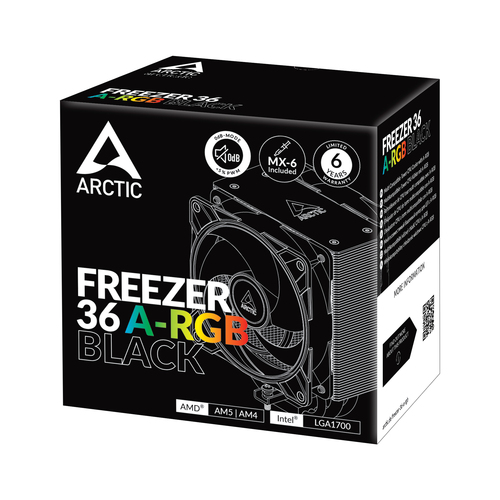 ARCTIC Freezer 36 A-RGB (Black) Multi Compatible Tower CPU Cooler with A-RGB, Air cooler