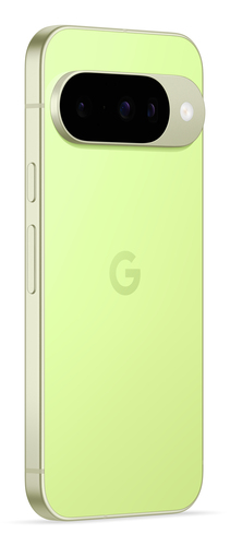 Back of Google Pixel 10 in green with triple 48MP camera array and Google logo
