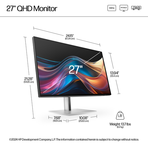 HP Series 7 Pro 27" 2560 x 1440 pixels Quad HD LCD Monitor Black