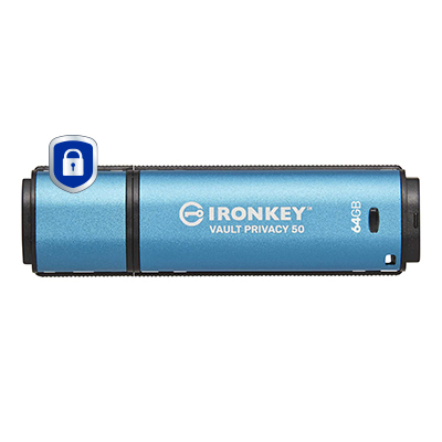 Kingston IronKey 64GB Vault Privacy USB Type-A secure flash drive