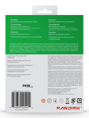 Western Digital Green WD SN3000 POWERED BY SANDISK 500GB PCIe 4.0 M.2 NVMe SSD