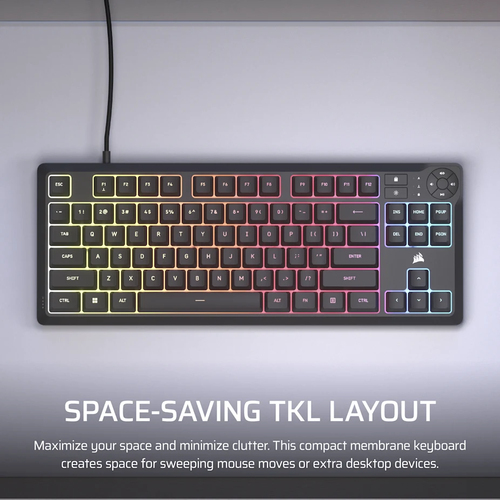 Corsair K55 CORE TKL RGB black QWERTY keyboard with RGB LED lighting