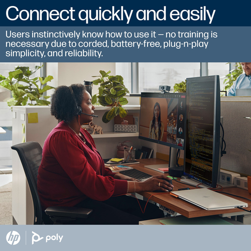 POLY Blackwire 3320 Stereo USB-C/A Adapter, Wired, 20 - 20000 Hz, Headset/Headphones, Black
