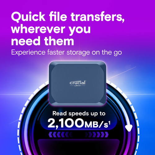 Crucial X10 2 TB, USB 3.2 Gen 2x2 Type-C, 2100 MB/s External SSD