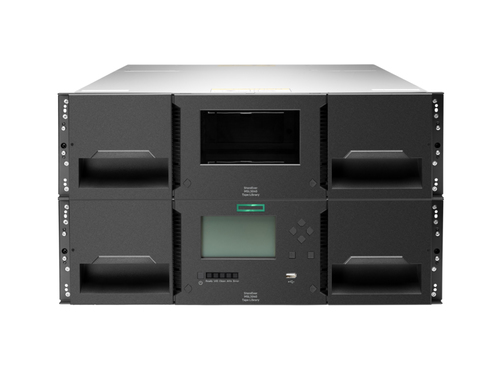 HPE StoreEver Q6Q62B tape library with drive bays close up