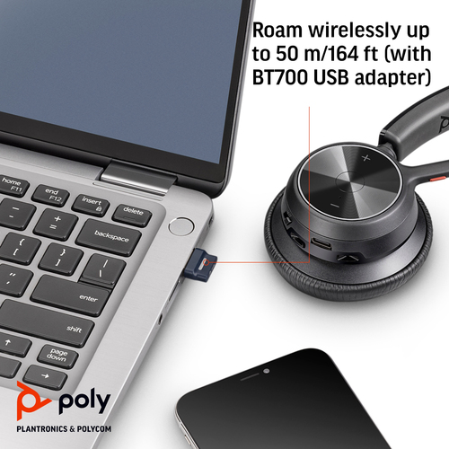 POLY Voyager (77Y98AA) 4320 USB-A +BT700 dongle, Wired & Wireless, 20 - 20000 Hz, Headset/Headphones, Black