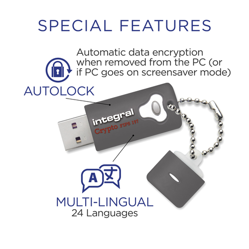 Integral 8GB HARDWARE ENCRYPTED USB 3.0 DRIVE USB Type-A Flah Drive