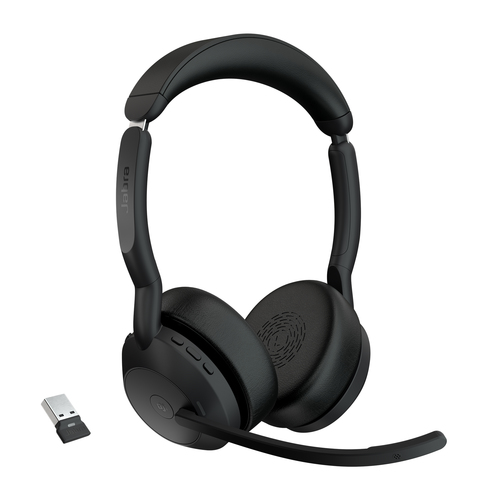 Jabra Evolve2 55 Link380a Stereo, Wireless, 20 - 20000 Hz, Headset/Headphones, Black