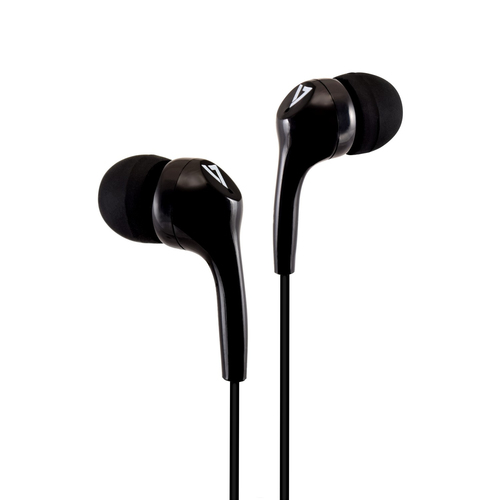 V7 Stereo Earbuds, Noise Isolating, Wired, 20 - 20000 Hz, Headset/Earbuds, Black