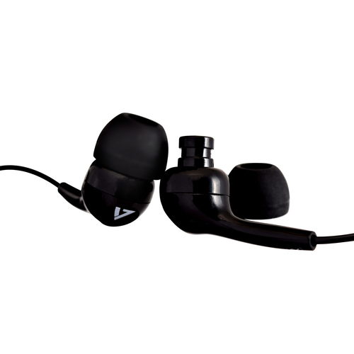 V7 Stereo Earbuds, Noise Isolating, Wired, 20 - 20000 Hz, Headset/Earbuds, Black