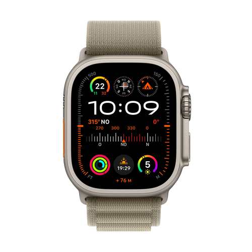 Front view OLED touchscreen Apple Watch Ultra 2 smartwatch