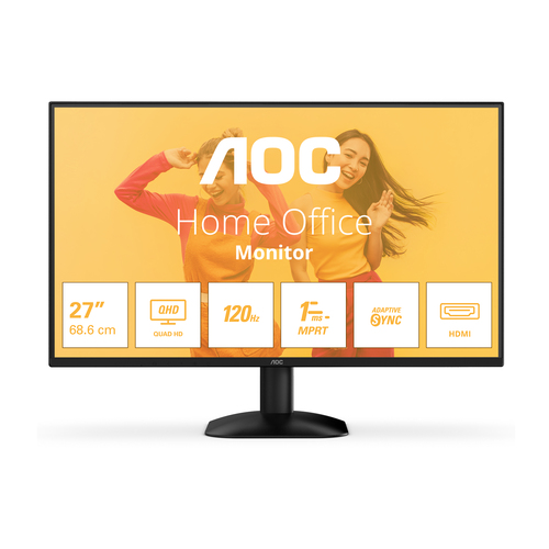 AOC B3 Q27B35S3 monitor front view with 27 inch Quad HD LED display