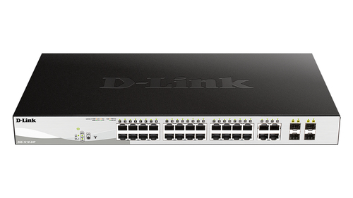 D-Link, 24-Port Gigabit PoE , 4x 1000BaseT/Mini-GBIC SFP, Smart Managed Switch