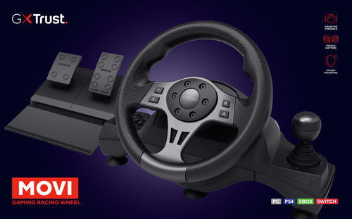 Trust GXT 289 Movi (25122), Steering wheel + Pedals, for PS4/Xbox One
