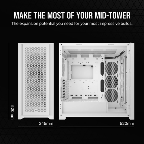 Corsair 5000D CORE AIRFLOW, Plastic, Steel, Tempered glass, Midi Tower Case