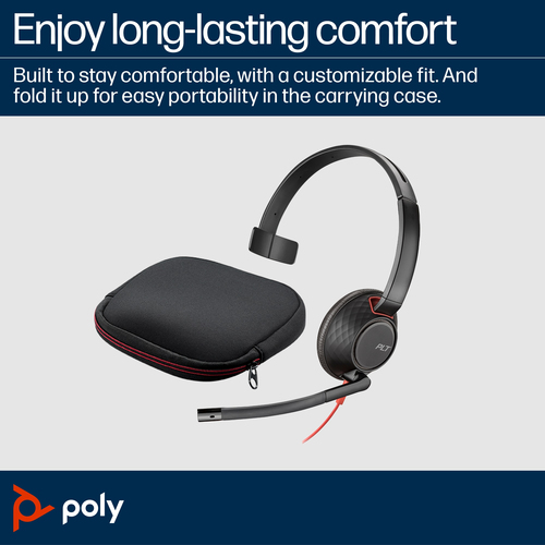 POLY Blackwire 5210 Monaural 3.5mm Plug +USB-C/A Adapter, Wired, Headset/Headphones, Black