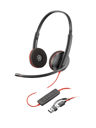 POLY (8X2J9A6) Blackwire 3220 Stereo USB-C/A Adapter, Wired, Headset/Headphones, Black