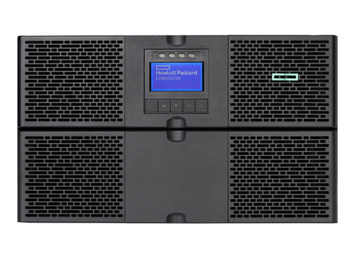 Rear panel of HPE R8000 UPS displaying input and output ports